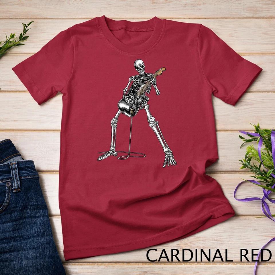 Happy Skeleton Guitar Guy Spooky Halloween Rock Band Concert Unisex T-shirt XL