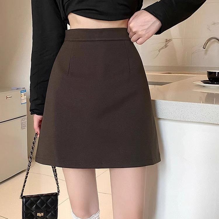

Women s Woolen High-Waist A-line Bodycon Midi Skirt - Black, Autumn/Winter 2023 Korea Style M
