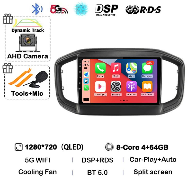 Android 14 Auto Carplay Car Radio For Fiat Strada 2020 2021 2022 2025 Multimedia Video Player GPS Stereo 360 Camera WIFI+4G QLED