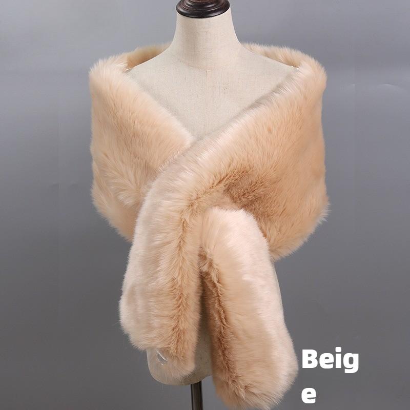 Autunno Inverno di Alta Qualità Lungo Nuovo Pelliccia Sintetica Capelli di Volpe Abito da Sposa da Sera Ispessito Scialle Grande Mantella sciarpa Sciarpa da Donna