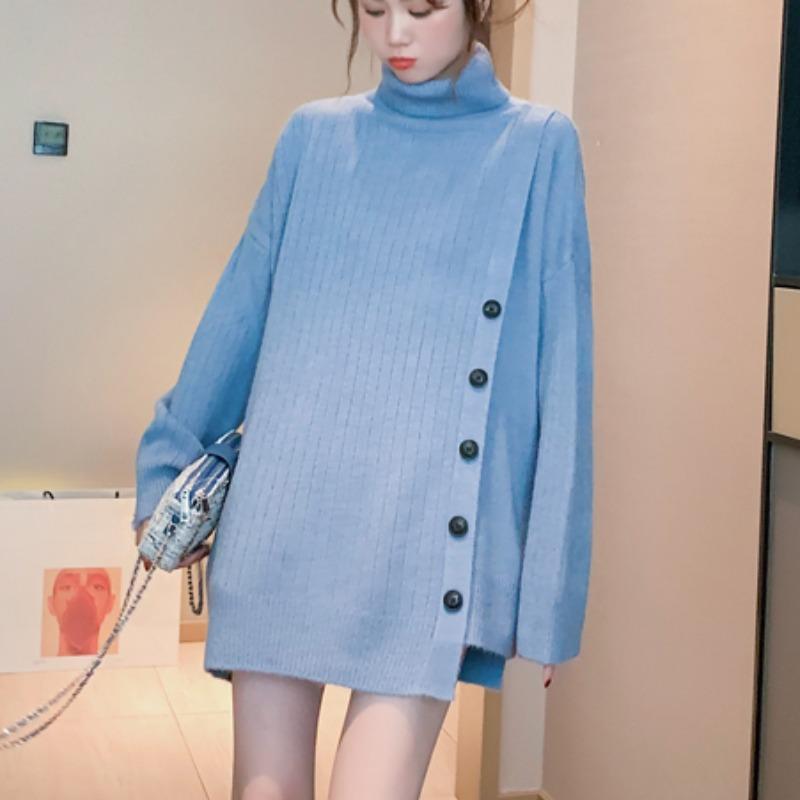 Boutons Chics d'Automne Pullovers Amples Unis Pull Femme Mode Manches Longues Pulls Tricotés Décontractés Hauts Tricotés pour Dames Pulls Femme Vintage 25523