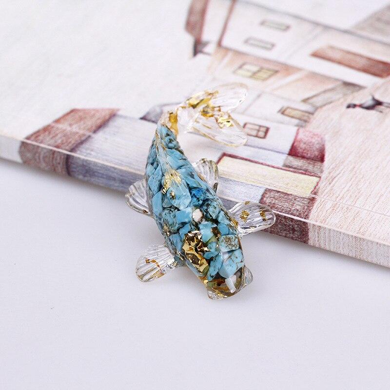 Creative Artificial Fish Turtle Dolphin Jewelry Beautiful Koi Fish Turtle Dolphin Natural Crystal Fish Table Car Home Decoration Gift for Friends