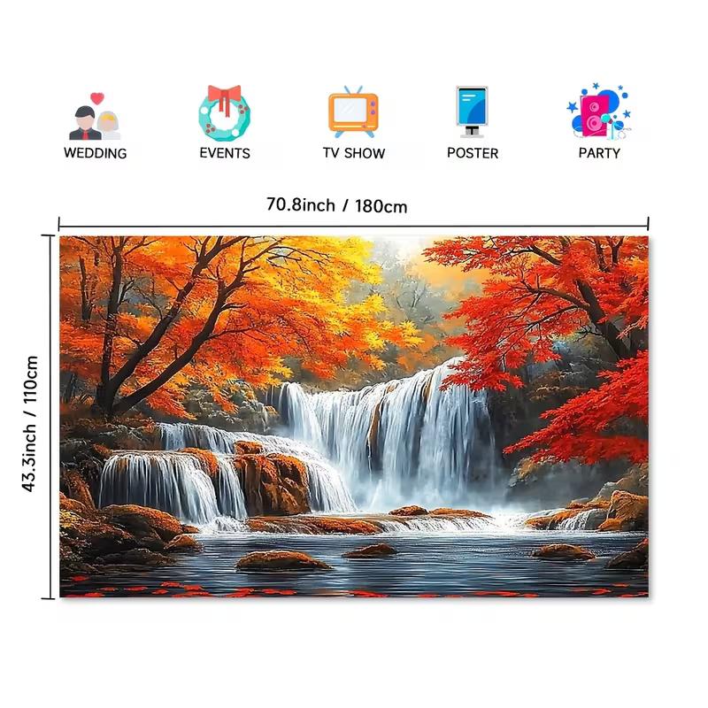 2D Flat Autumn Waterfall Backdrop for Home Decor & Photo Booth