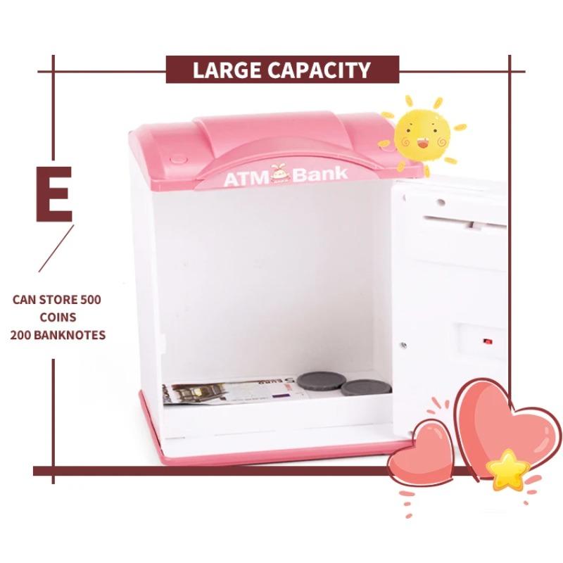 Tirelire avec empreinte digitale Tirelire électronique ATM Coffre-fort pour pièces de monnaie Grande tirelire Serrure à mot de passe pour enfants