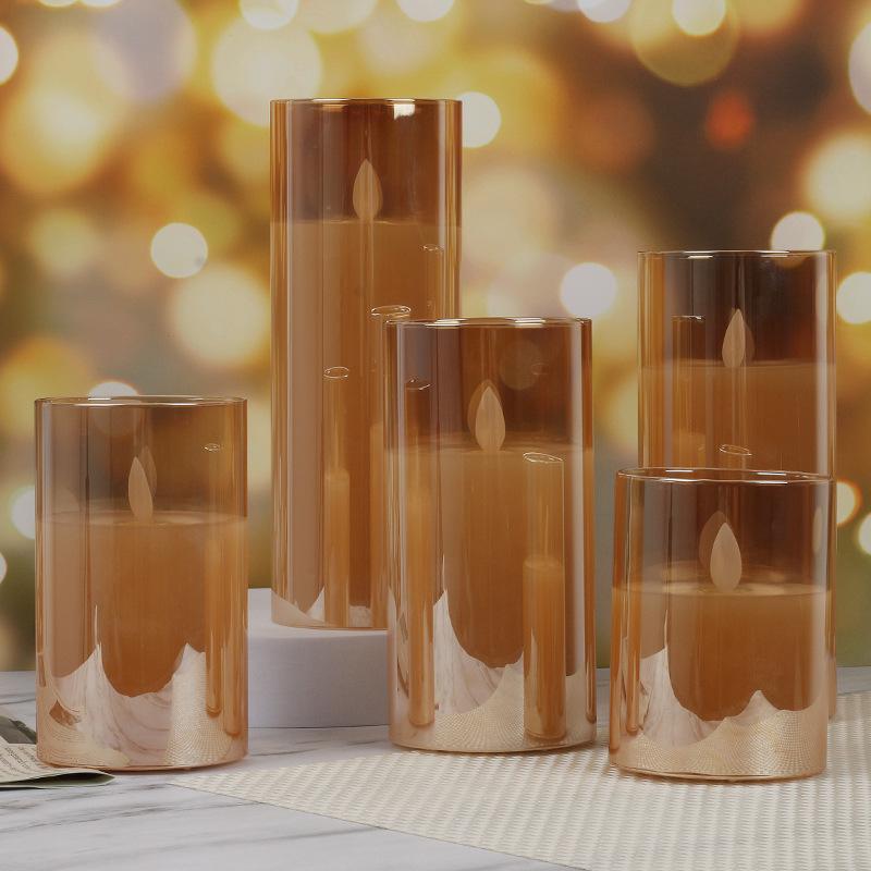 LED Simulated Swinging Glass Candle Holder for Christmas, Birthday Parties, Weddings, and Decor Atmosphere.
