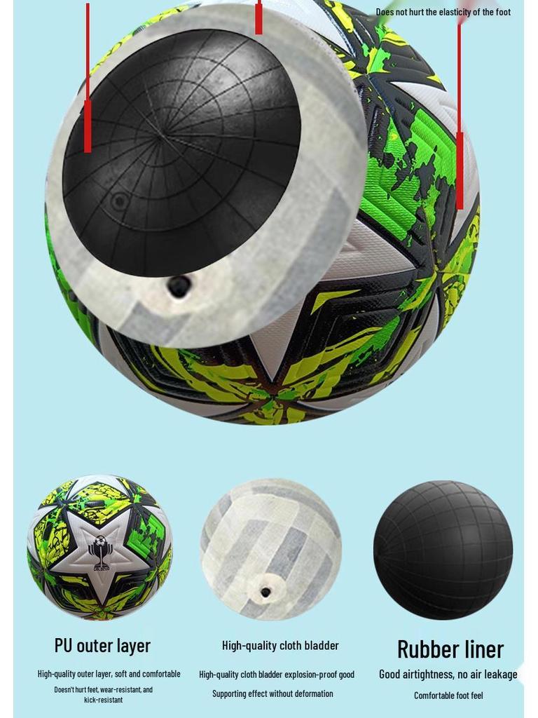 Champions League Series Size 5 Wear-Resistant PU Soccer Ball for Adult Competition/Outdoor Sports