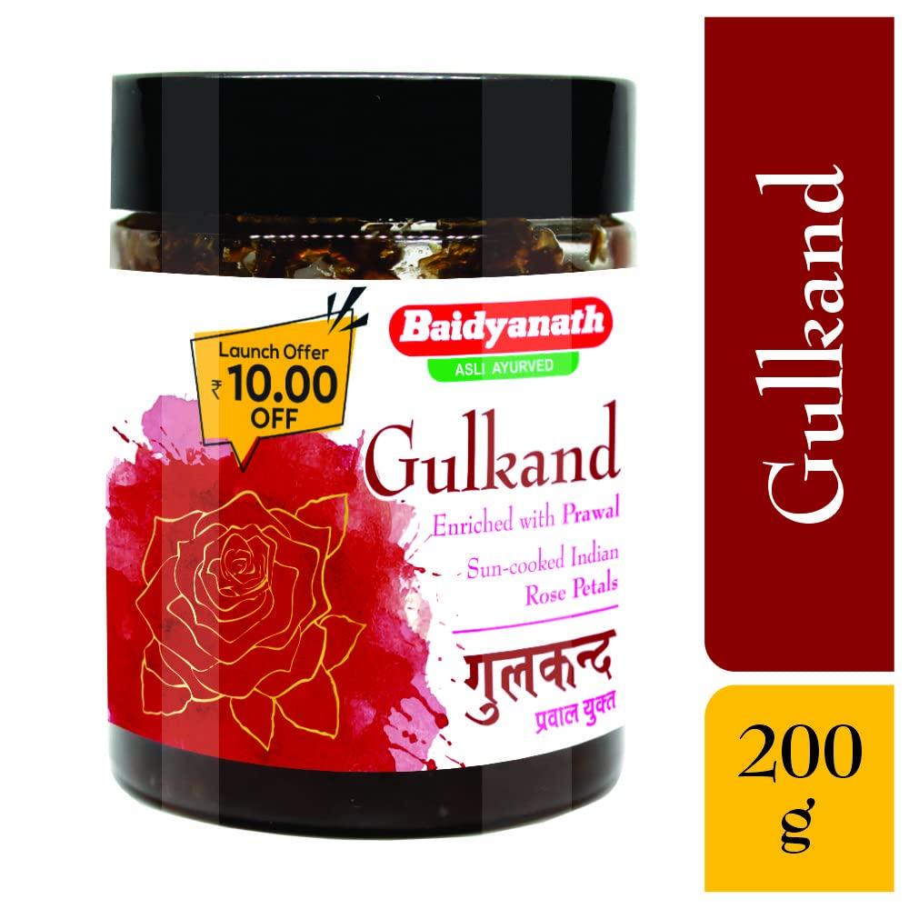 Baidyanath Asli Ayurved Gulkand Dżem z płatków róży z Prawal Gotowany na słońcu 200 gram