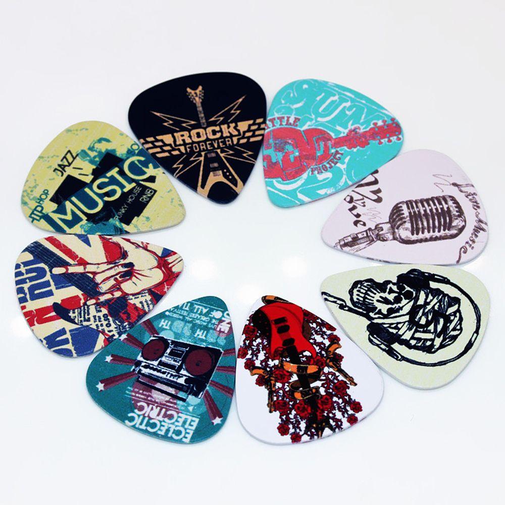 Pattern Mixed 0.71mm Rock Electric Acoustic Plectrums Celluloid Shrapnel Guitar Picks