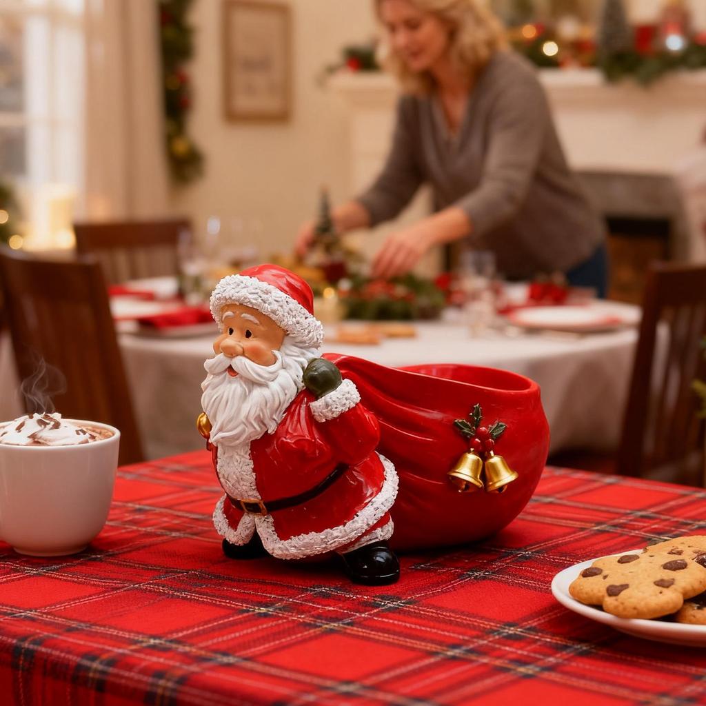 Christmas Decoration Resin Figurines Funny Santa Claus Carrying a Gift Bag Shaped Figurine Holiday Party Candy Plate Ornament