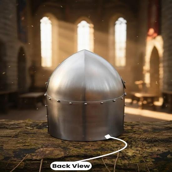 Crusader Knight Great Helmet with Brass Cross, 18 Gauge Steel Medieval Templar Helmet for LARP, SCA, Reenactment Gift