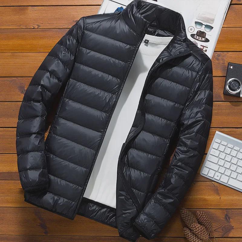 2023 Herren Slim Fit Leichte Winter Daunen-Baumwolljacke mit Stehkragen
