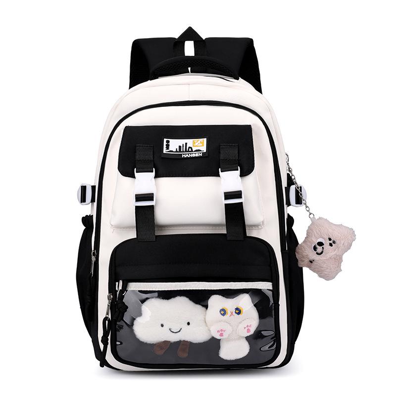 High-Capacity Colorblock Backpack for Girls - Lightweight, Spine-Support, Ideal for Middle & High School Students