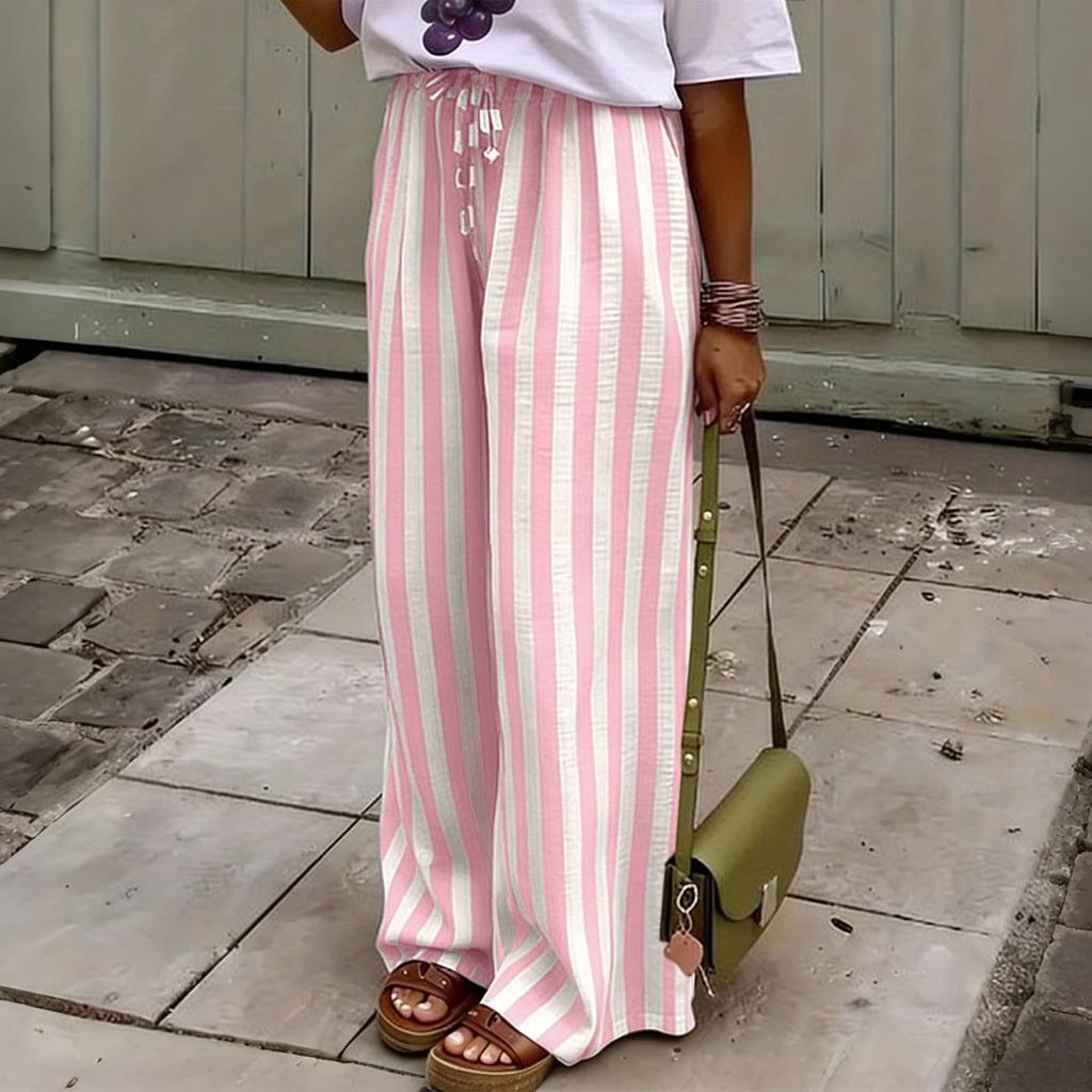 Women's Casual Straight Leg Jogger Pants Loose Fit with Elastic Cuffs for Summer