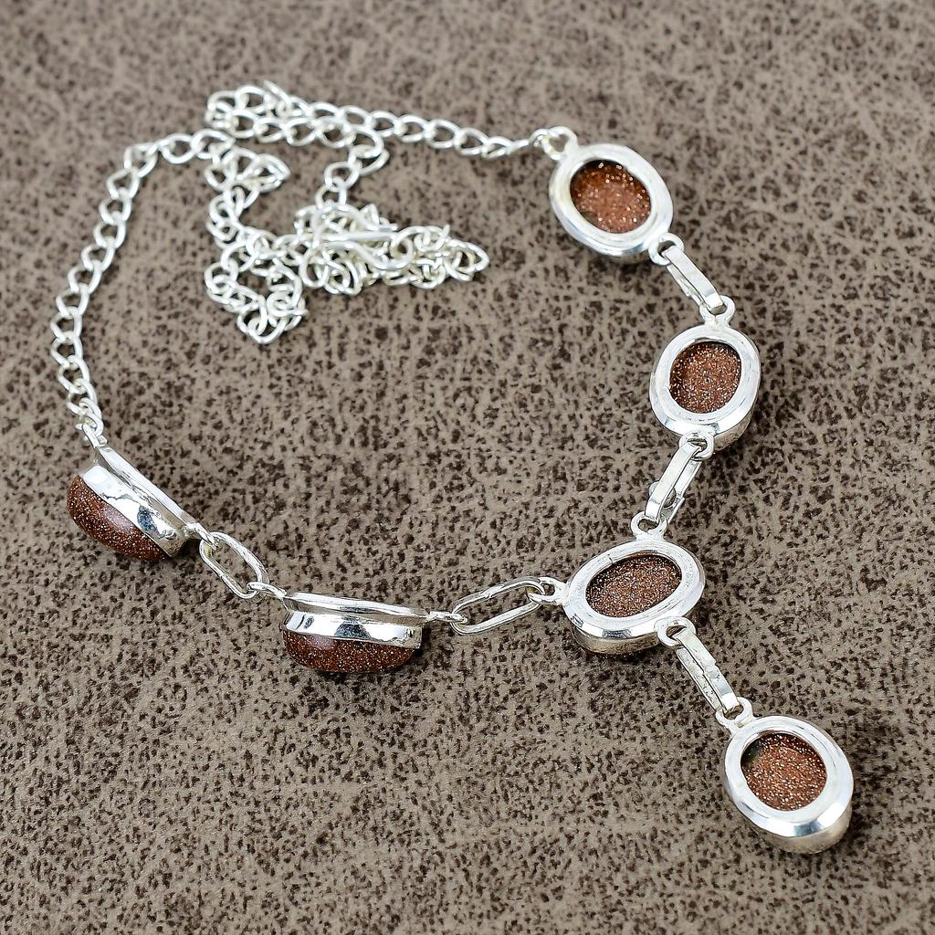 Red Sunstone Gemstone Handmade 925 Sterling Silver Jewelry Necklace 18" KKG-395