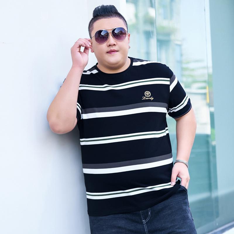 Obese Men's Summer Fat Plus Size Round Neck Short-sleeved T-shirt Oversized Loose Fat People Body Shirt Tops Oversized
