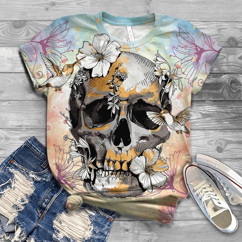 Uformell Kortermet Trykket Moteriktig Oversized 3D Topp Mønster T-skjorte for Menn Komfortabel Sommer Rund Hals