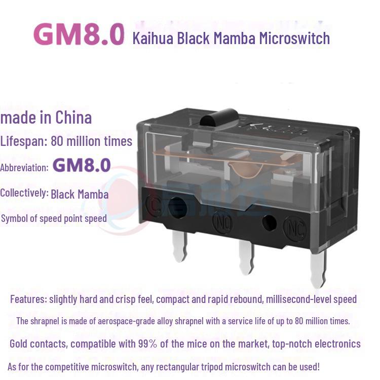 Kailh GM8.0 Black Mamba Mausschalter (Huano Weiß/Grün/Pink) für Logitech & Razer Viper