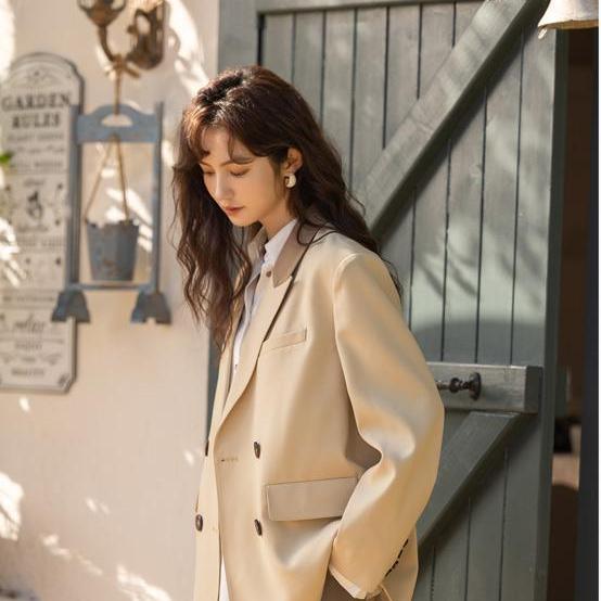 Mishow Panelled Suit Jacket For Women Spring Versatitle Special Design Loose Elegant Office Lady Casual Notched Drop Sleeve Female Clothes MXC11W0861