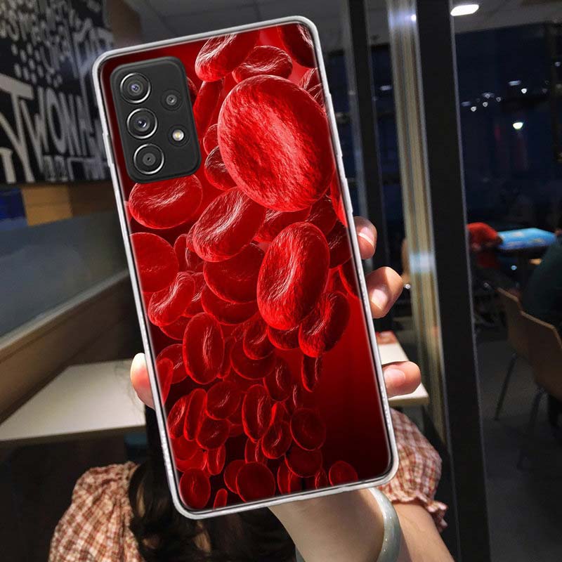 Blood Platelets Under Microscope Phone Case for Samsung A54 A57 A37 A17 A14 A15 A12 A24 A34 A55 A35 A25 A52S A07 A05S A04S A22 A