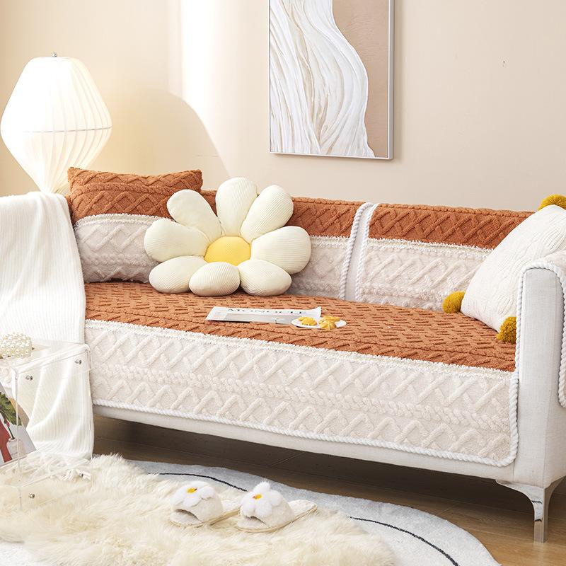 

Утолщенная плюшевая кожаная подушка для дивана, универсальная для всех сезонов, простая современная нескользящая тканевая подушка, чехол для дивана и чехол на зиму 70*70cm