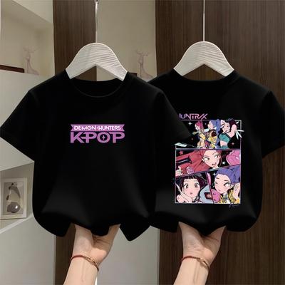 Children's K-Pop Devil Hunter T-shirt, High-quality Tops for Rumi, Mira, and Zoey.