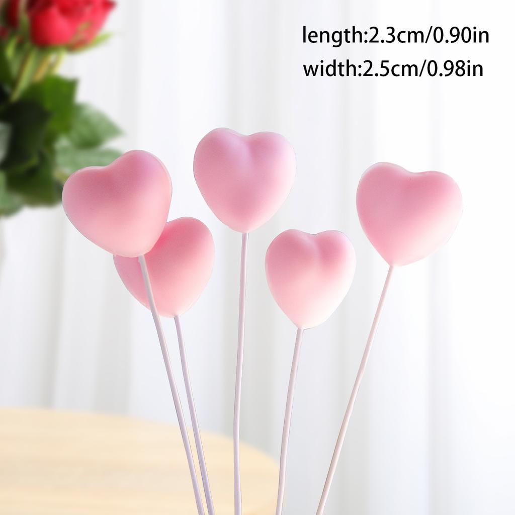 5/10pc Valentine's Day Cake Toppers Sweet Red Pink Heart Shape Cupcake Picks Valentines Wedding Engagement Party Cake Decoration