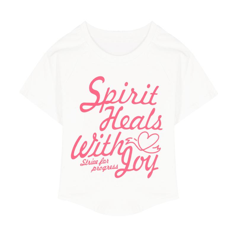 Sweet and Spicy Printed T-shirt Women's Trendy Summer White Hot Girl High Waist Slim Sexy Short Sleeves Short Base Top