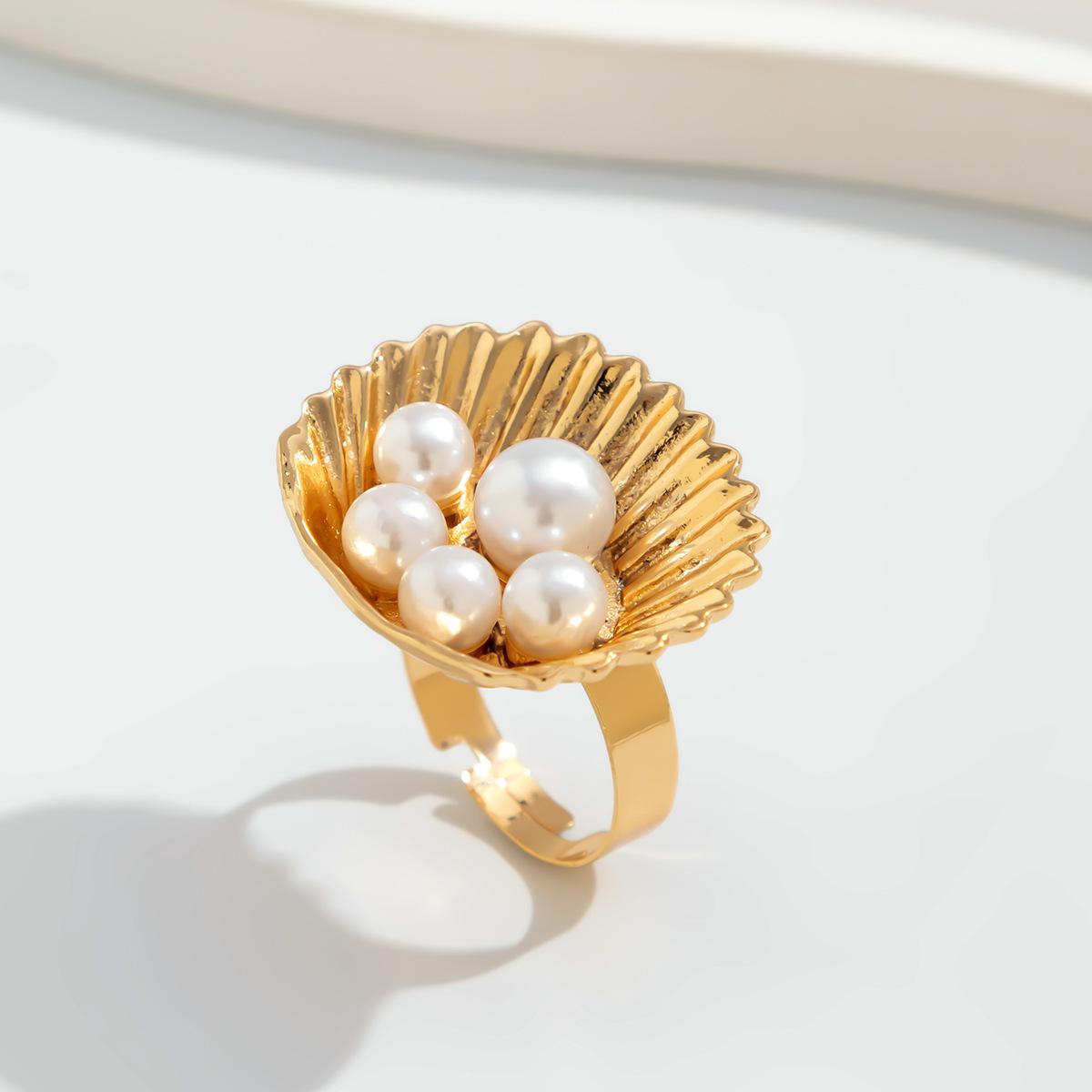 

Кольцо с имитацией жемчуга, глянцевое, золотое, серебряное, геометрическое, на костяшки пальцев, женские, открывающиеся, ювелирные изделия, аксессуары