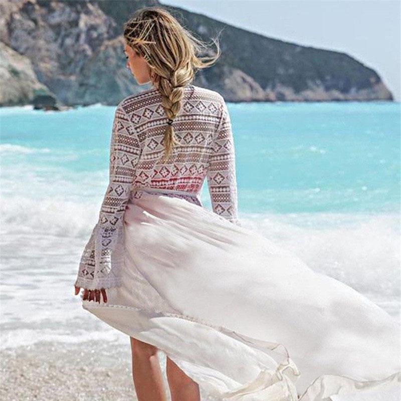 Plus Size Summer Women's Beach Cover Up Sexy Cardigan Loose Holiday Sunscreen Bikini Cover Up