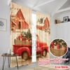 2pcs,2D plane printing Pattern Curtains Santa Red Truck Durable Polyester (without rod) Holiday Perfect for Living Room, Office,