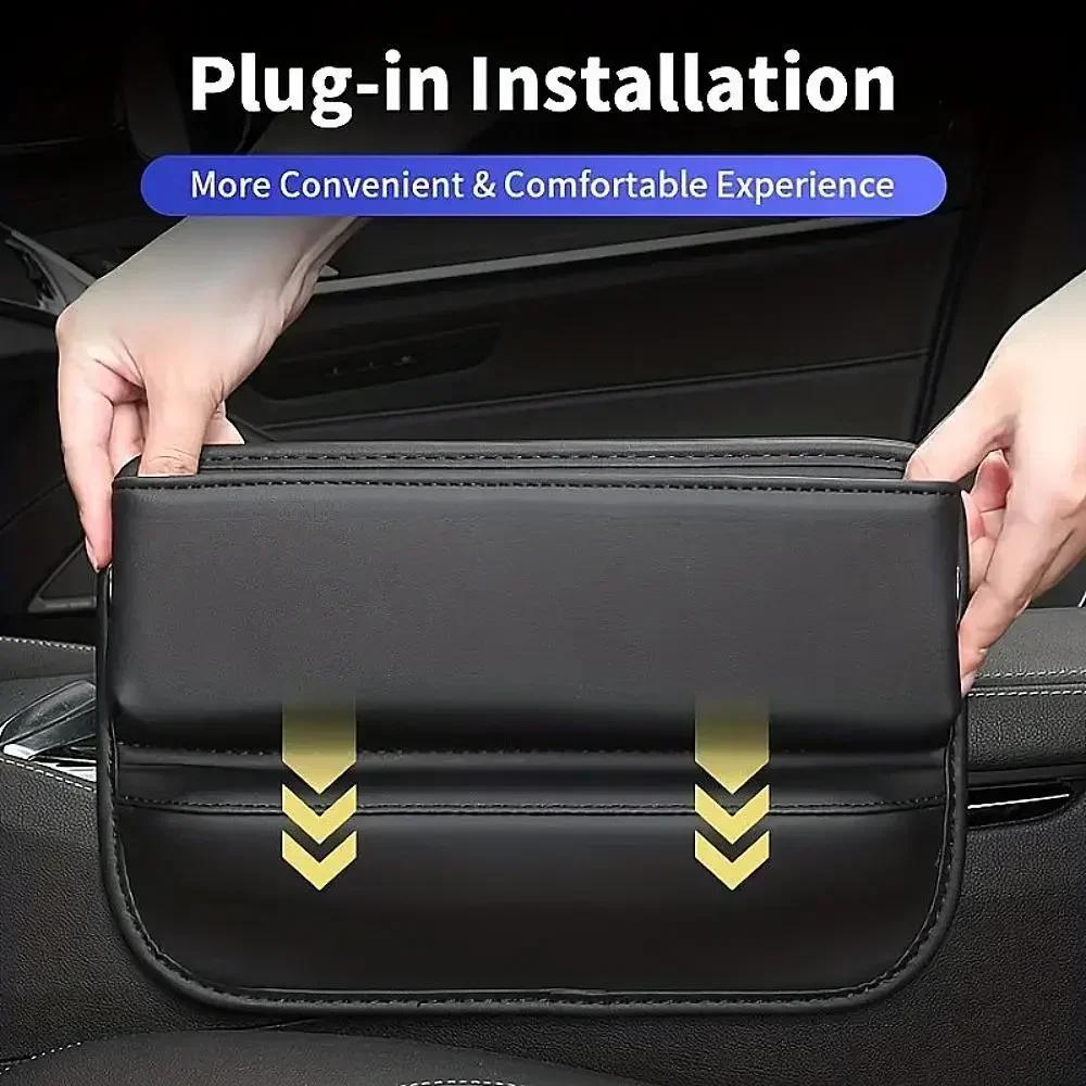 Car Seat Gap Box PU Leather Large Capacity Multifunctional Storage Miscellaneous Storage Box with Easy Installation Gap Filling
