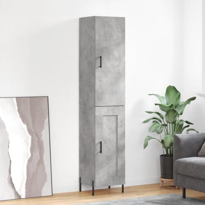VidaXL Buffet haut Gris béton 34,5x34x180 cm Bois d'ingénierie 3199117