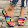 Women's Platform Cutout Slipper Peep Toe Sewn Wedge Beach Sandal