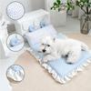 Ice Silk Fabric Pet Cooling Mat Washable Cooling Pet Bed Cute Ears Breathable Dog Bed  Summer Use