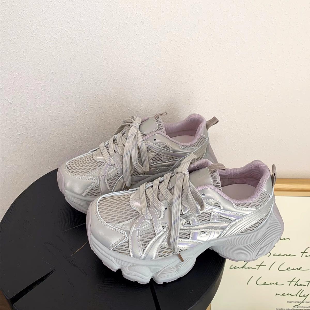 

Мода 2025 Новая женская спортивная обувь, Повседневные кроссовки Женские массивные кроссовки Обувь на платформе Плоская обувь Женская дышащая сетчатая обувь 3267 40 фиолетовый