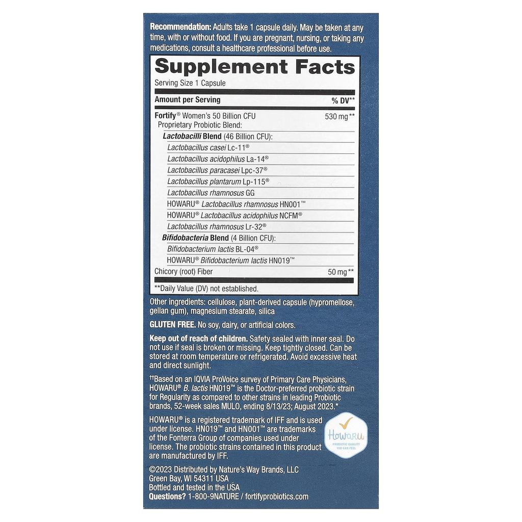 Nature's Way Fortify® Women's Probiotic, Extra Strength, 50 Billion CFU, 30 Delayed Release Capsules