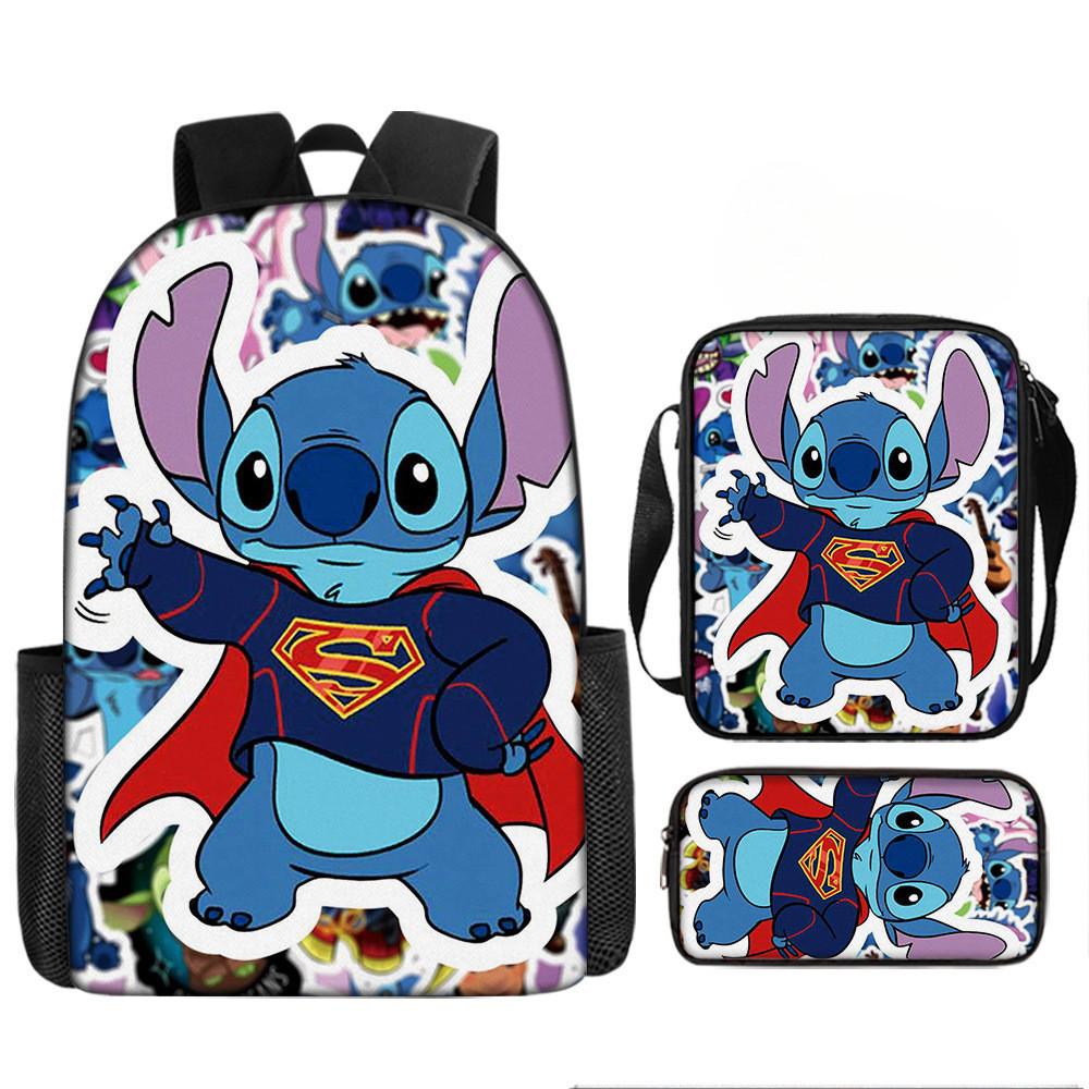 Disney Stitch School Backpack Oxford Cloth Lightweight Breathable Bookbag For Kids