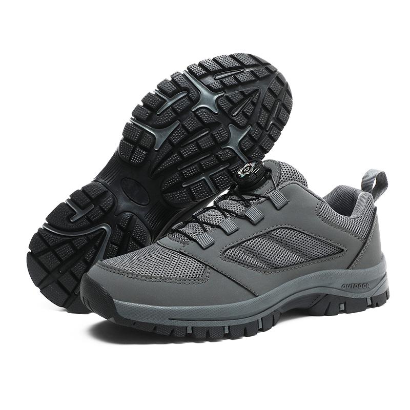 Male Sneakers Stylish Rotating Buckle Hiking Boots Solid Color Comfortable Non-slip Sporty Shoes Plus Size Men Shoes Leather