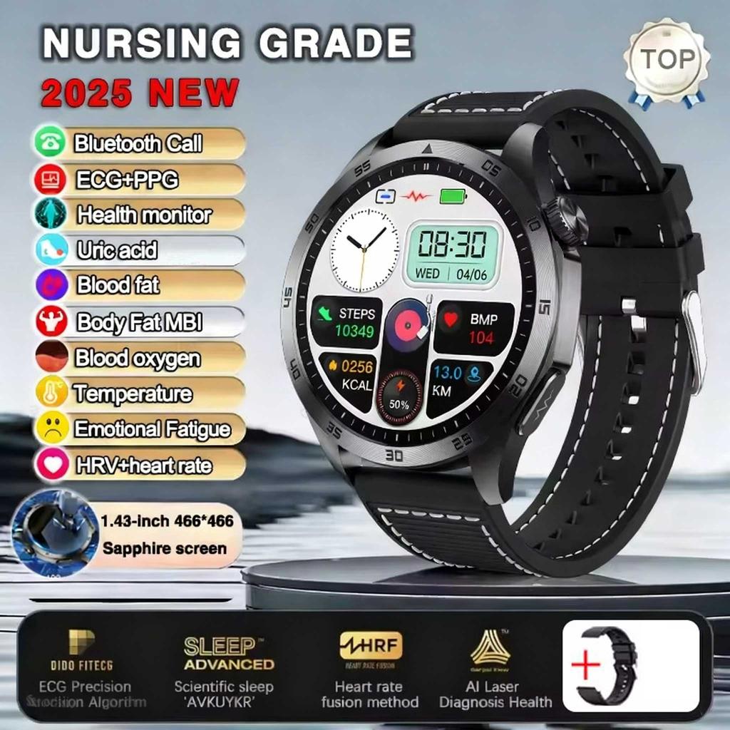 For Xiaomi New Health Measurement Smart Watch Men Blood Oxygen Uric Acid ECG+PPG Body Blood Pressure Bluetooth Call Motion Watch