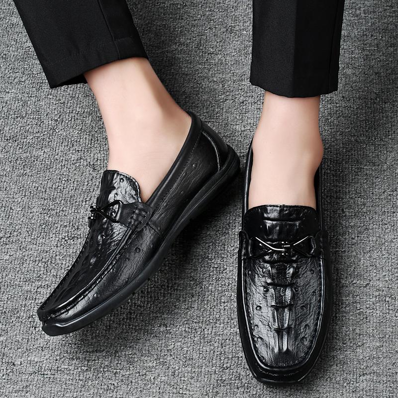 Fashion Spring New Breathable Soft Soled Business Loafers Fashion Brand Men's Comfortable Top Layer Cowhide Driving Casual Leather Shoes