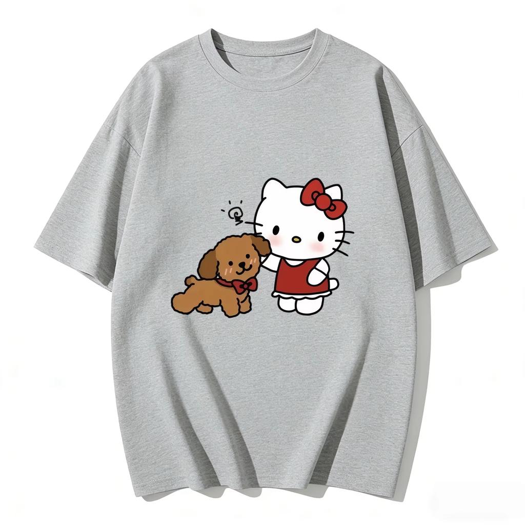 2026 Hello Kitty Cartoon Printed Short Sleeve Summer Cotton Tshirt Womens Family Matching Outfits Tops Tee Highquality Tees
