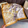 Luxury Floral Print Female Satin Neck Scarf Square Hair Scarves Foulard Head Band Shawls Wraps Neckerchief Bandana Women