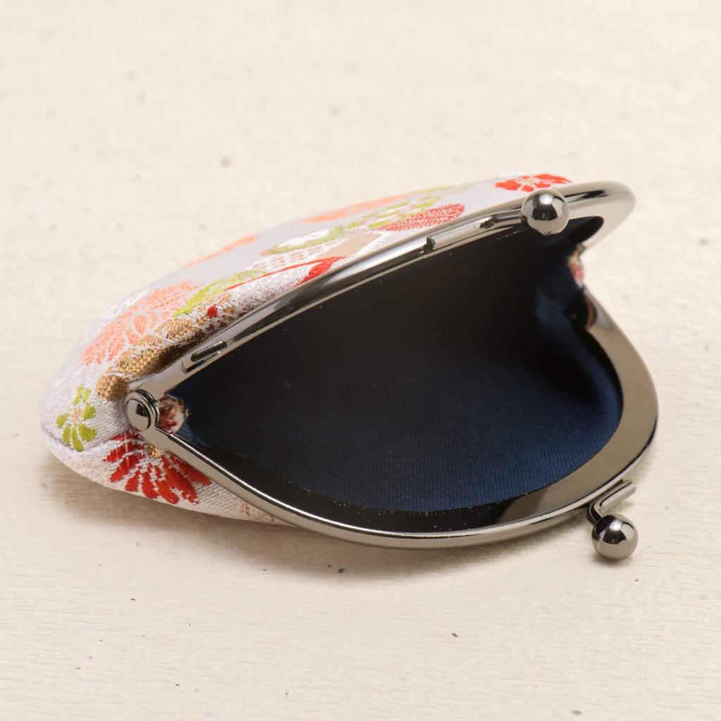 Kyoto Geibido clasp handcrafted by with a Japanese made in Japan red fan Nishijin-ori 2.6-inch wallet, artisans, pattern, (black, face)