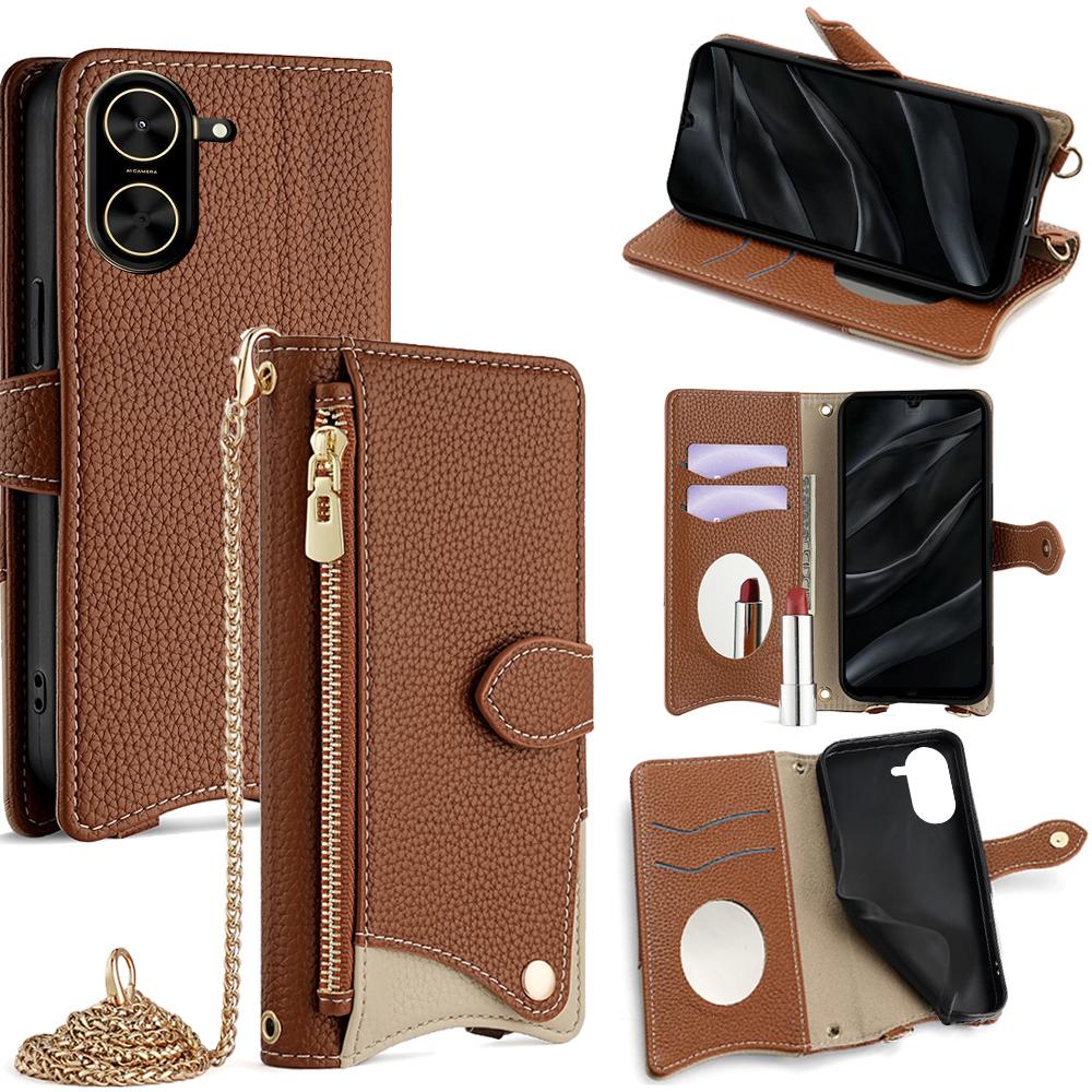 For Xiaomi Redmi A5 4G (171.7mm) Leather Case Wallet Stand Cover Irregular Tail Style with Chain Strap