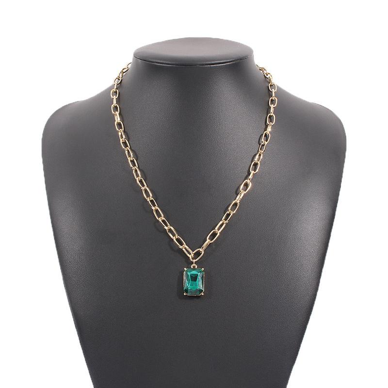 Fashion Simple Womens White Gold Filled Square Crystal Pendant+long Necklace Fashion Simple Womens White Gold Filled Square Crystal Pendant+long Necklace