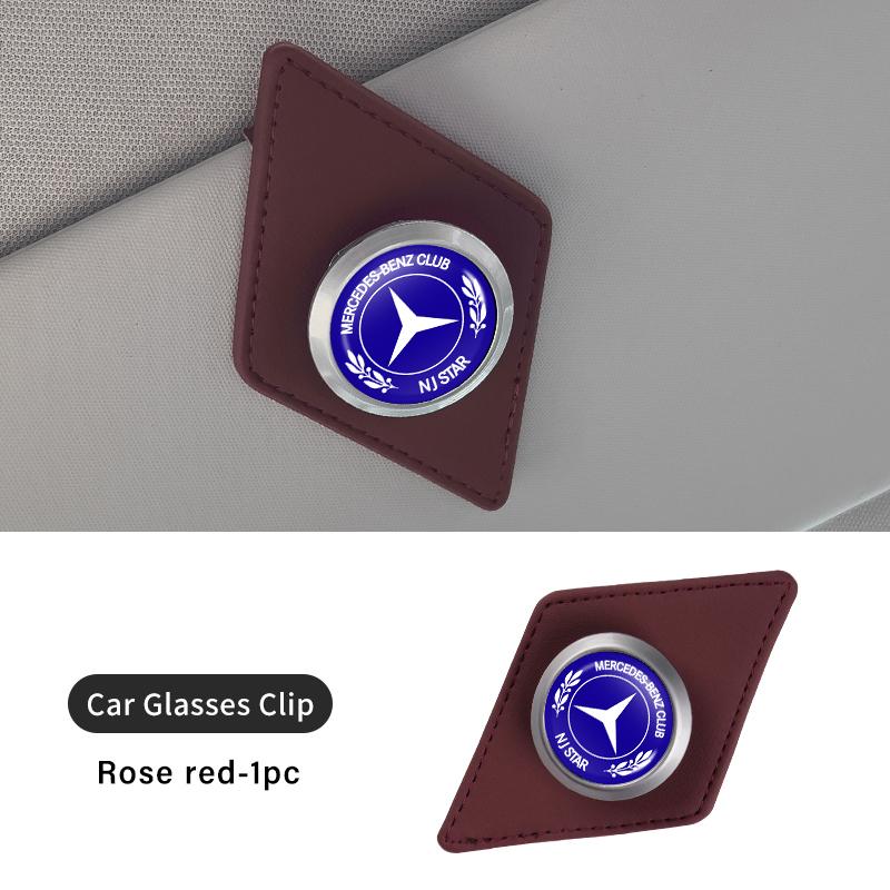 Leather Car Eyeglass Holder Glasses Storage Clip Accessories For Mercedes Benz CLK GLC W212 C200 C300 W203 W204 W205 W169 W176