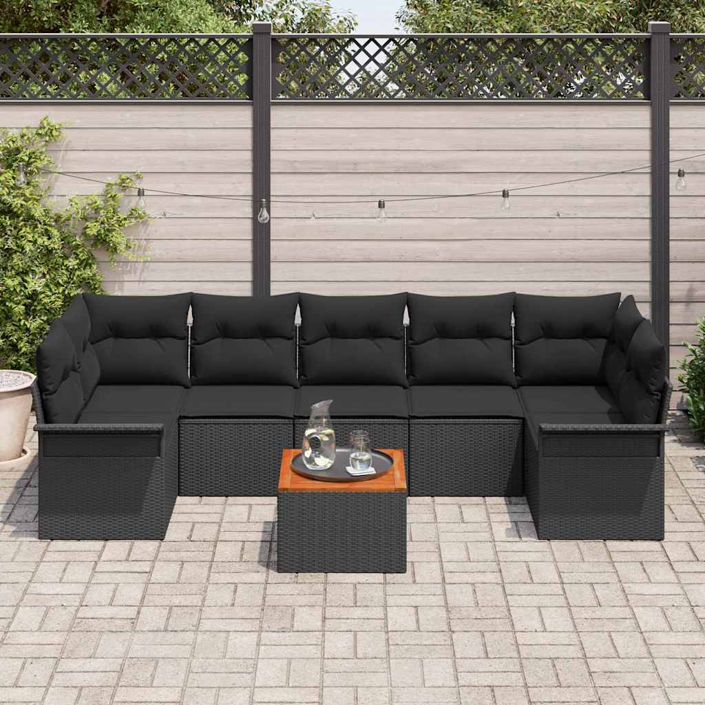 Garden Sofa Set with Storage 8 pcs Black Poly Rattan