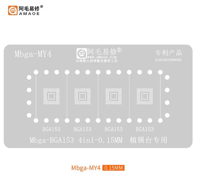 AMAOE MBGA-BGA153 BGA169 Zinnpflanzplattform Halterung EMMC EMCP UFS Speicher Flash-Chip 4-in-1 Löt-Schablone