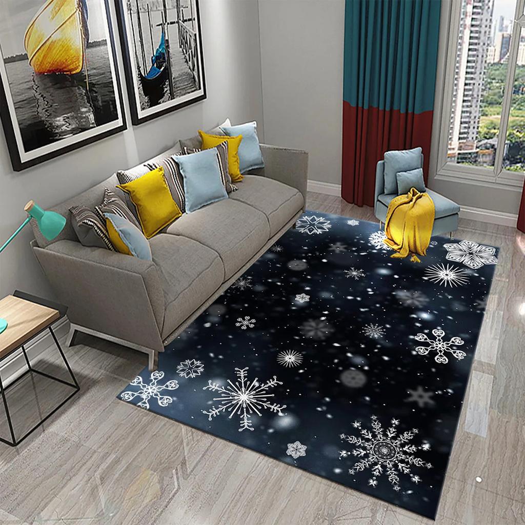 Weihnachts-Schneeflocken-Thema Teppich Wohnzimmer Schlafzimmer Dekor Teppich Badezimmer Rutschfeste Bodenmatten Hausflur Dekor Teppich