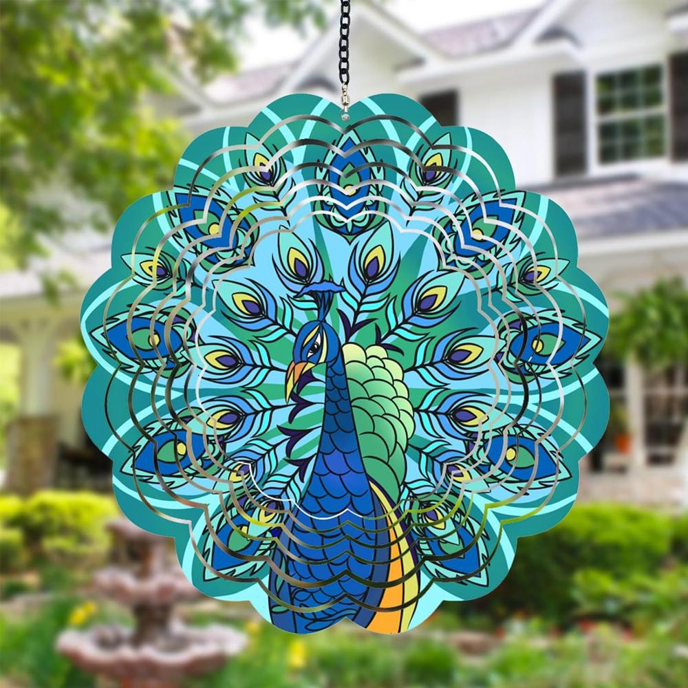 

1pc Stainless Steel Peacock Wind Spinner - 360° Rotation Kinetic Wind Catcher Sculpture for Outdoor Patio Yard Decoration, Metal Wind Chime Type B (30cm)